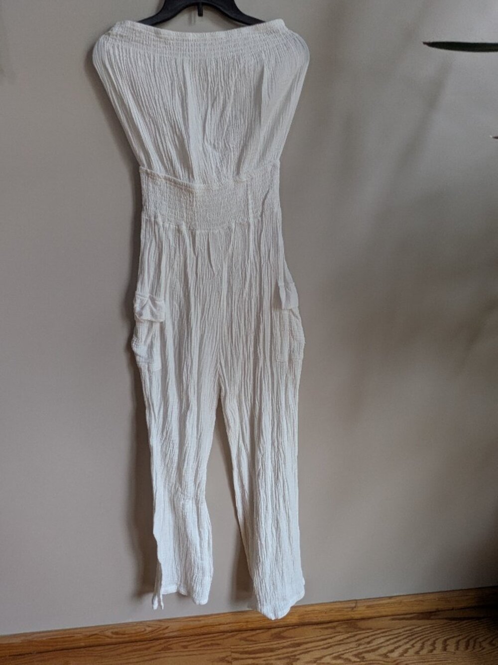 jolie & joy woman medium white gauze cotton sleeveless jumpsuit #577